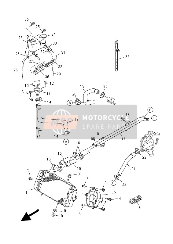 Yamaha YP125RA (MBL2) 2015 Radiateur & Tuyau pour un 2015 Yamaha YP125RA (MBL2)